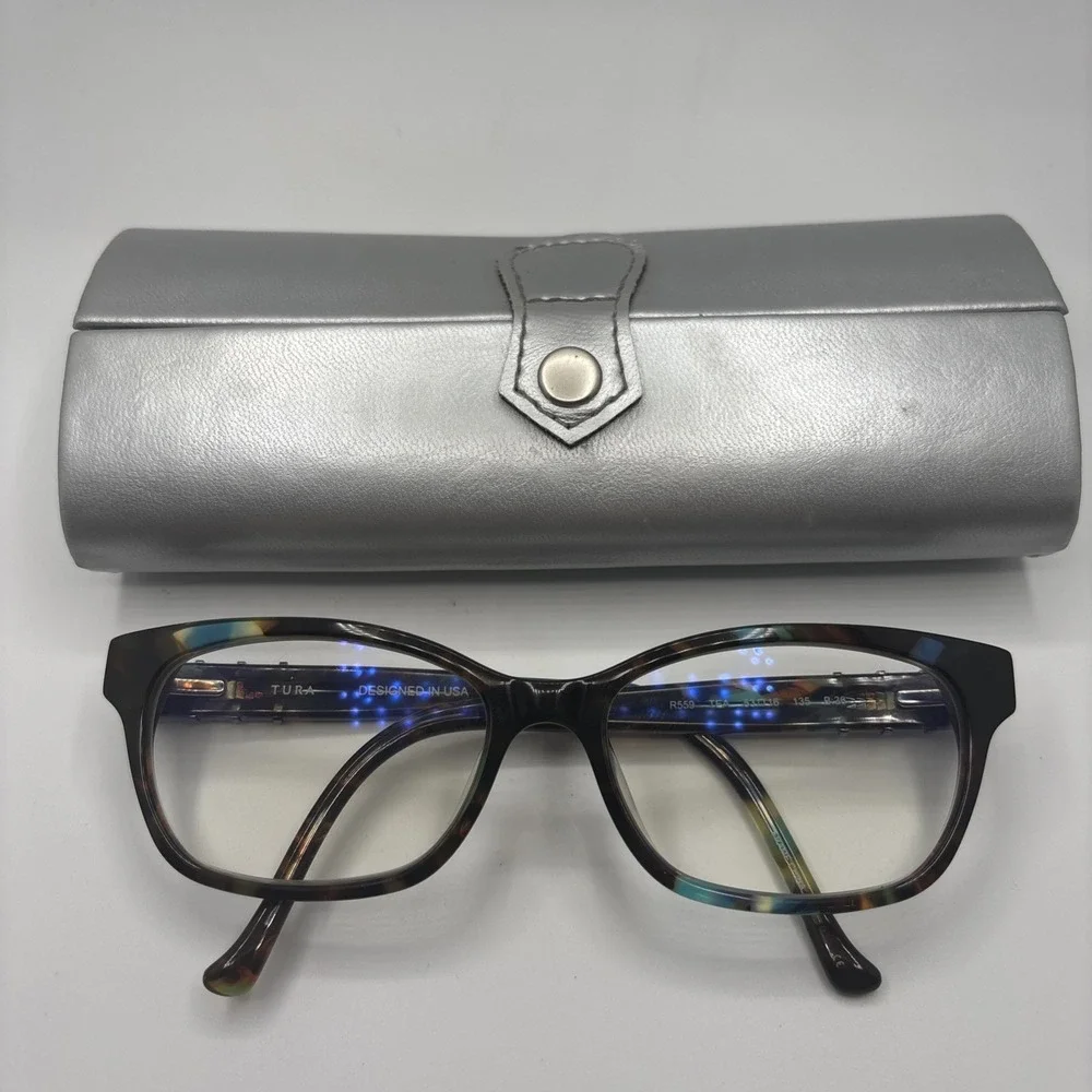 TURA R559 TEA BLUE BROWN AUTHENTIC EYEGLASSES 53-16-135 FRAME W/CASE